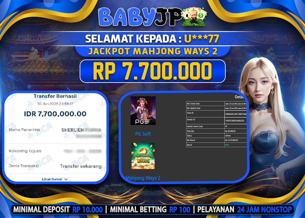 U***77 JACKPOT MAHJONG WAYS 2,-LUNAS